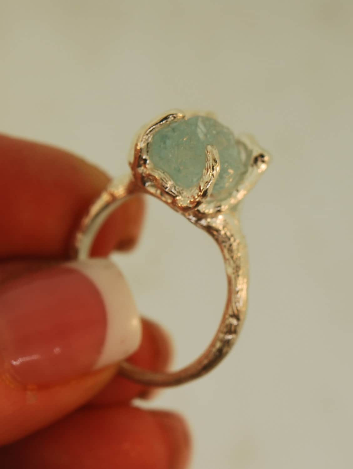 Branchy Raw Aquamarine Ring