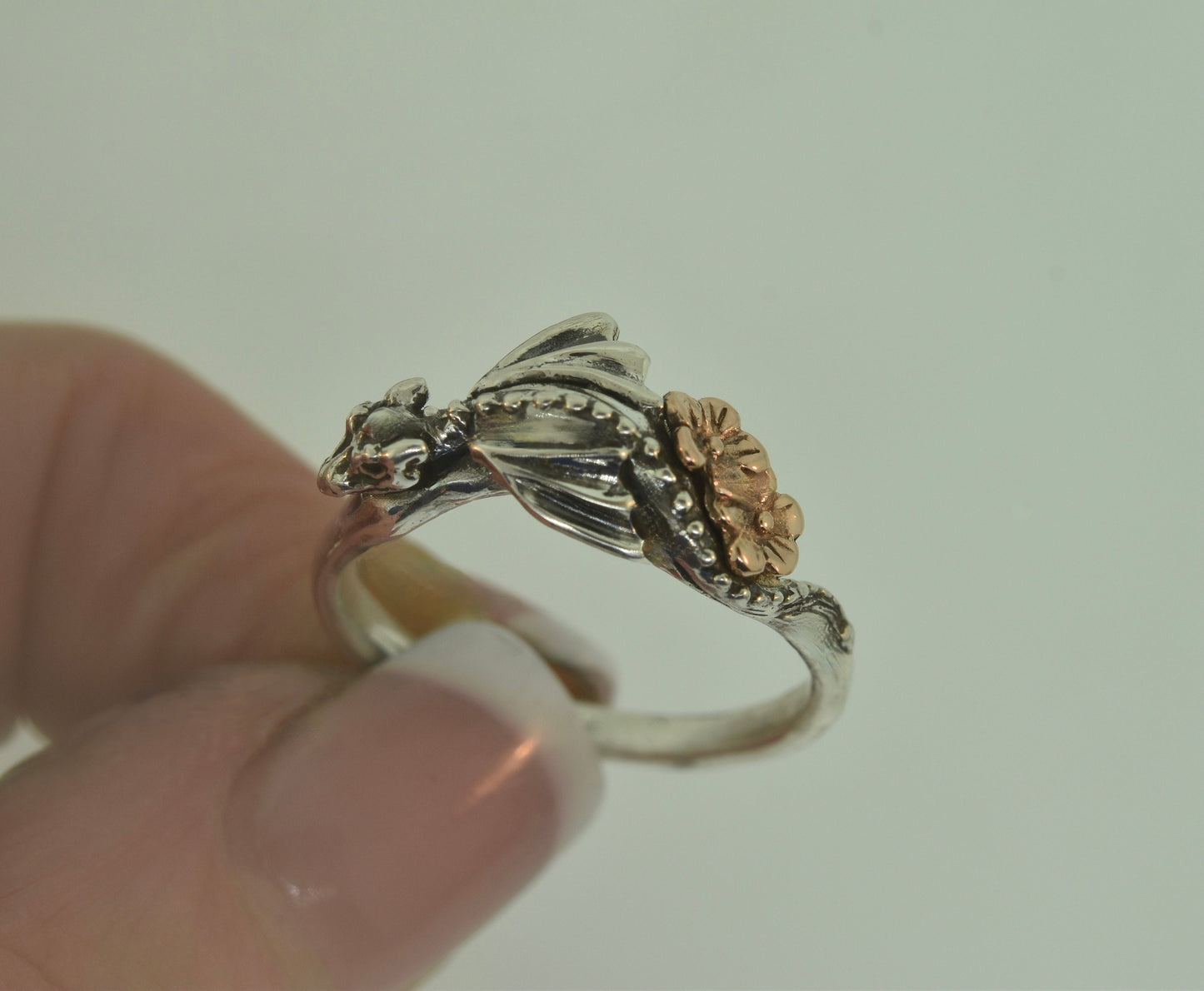 Baby dragon ring, Engagement ring with flowers