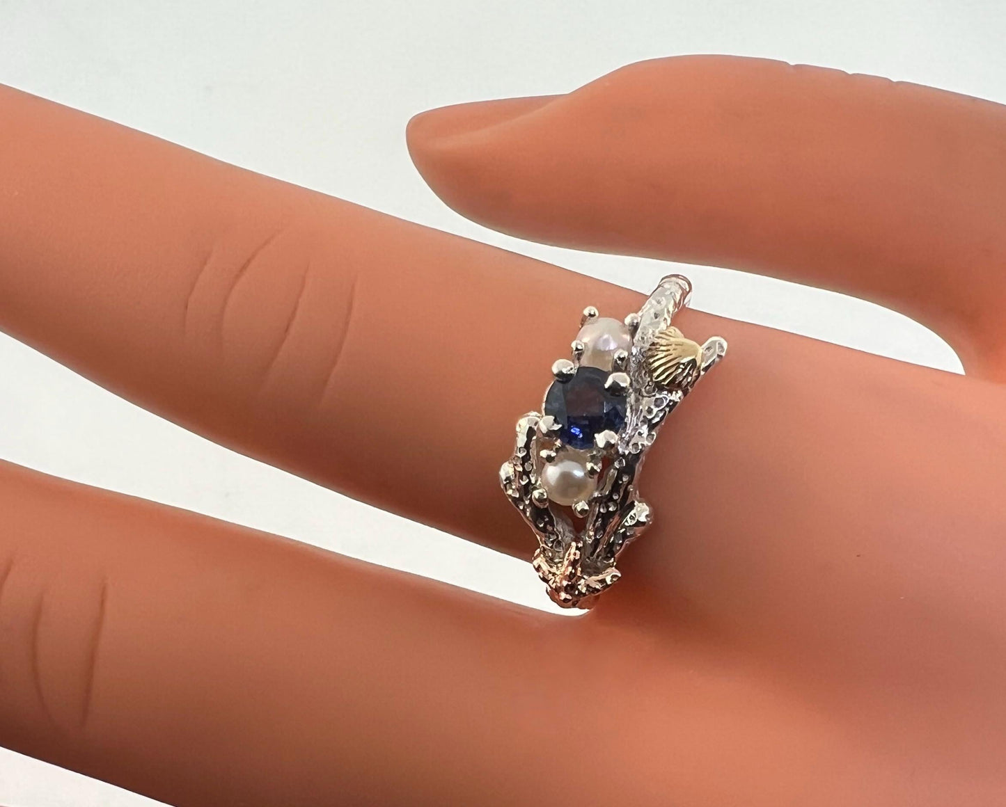 Sapphire Starfish Ring, coral ring, starfish ring, sapphire ring, Sapphire ring, coral branch, alternative engagement ring, pearl ring,