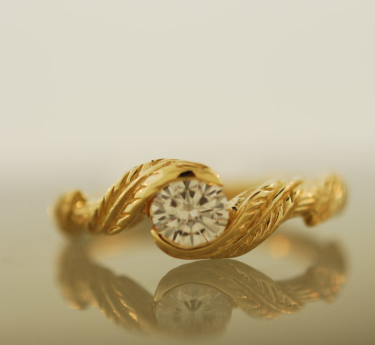 Diamond Cascading Leaves Ring
