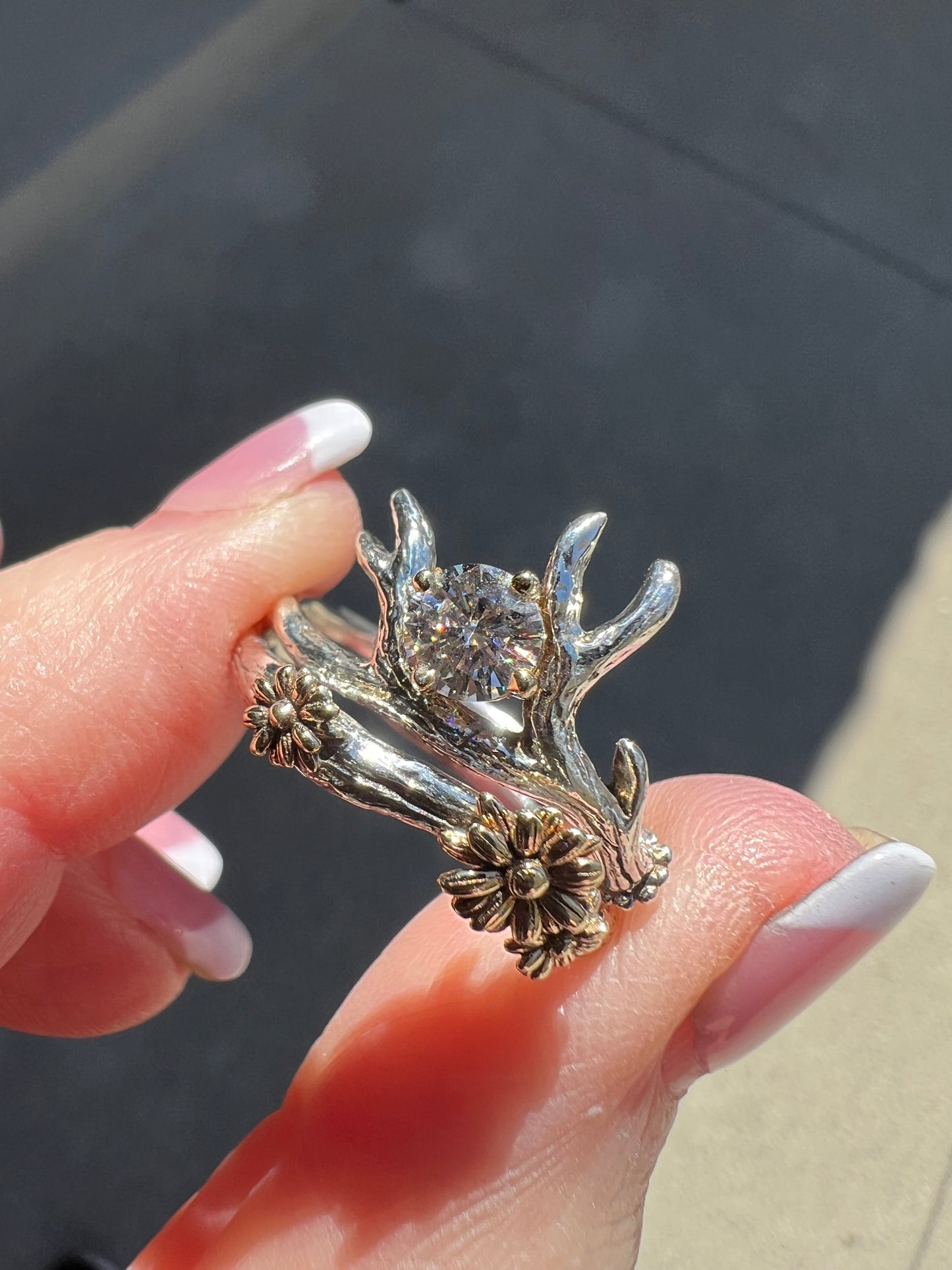 The Debra Sunflowers with moissanite