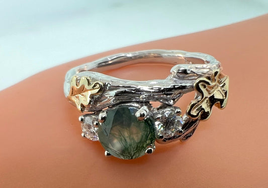 The Julia, oak leaf engagement ring