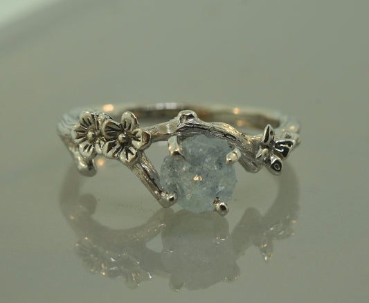 The Debra, Bud Branch with Raw Aquamarine