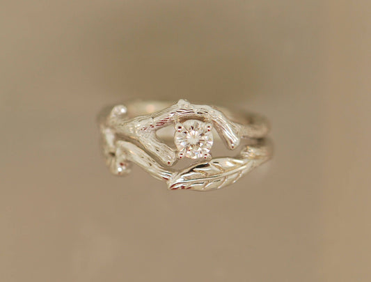 Single Leaf Diamond Ring Set