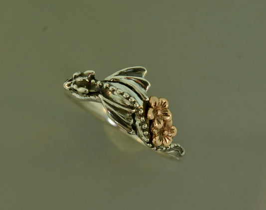 Baby dragon ring, engagement ring,cherry blossom ring, alternative wedding ring, dragon ring, sapphire ring, elvish ring,stack ring, stack,