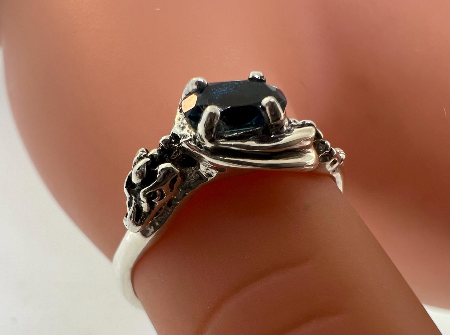 Baby Dragon Sterling Silver Ring: London Blue Topaz Fantasy Engagement Ring