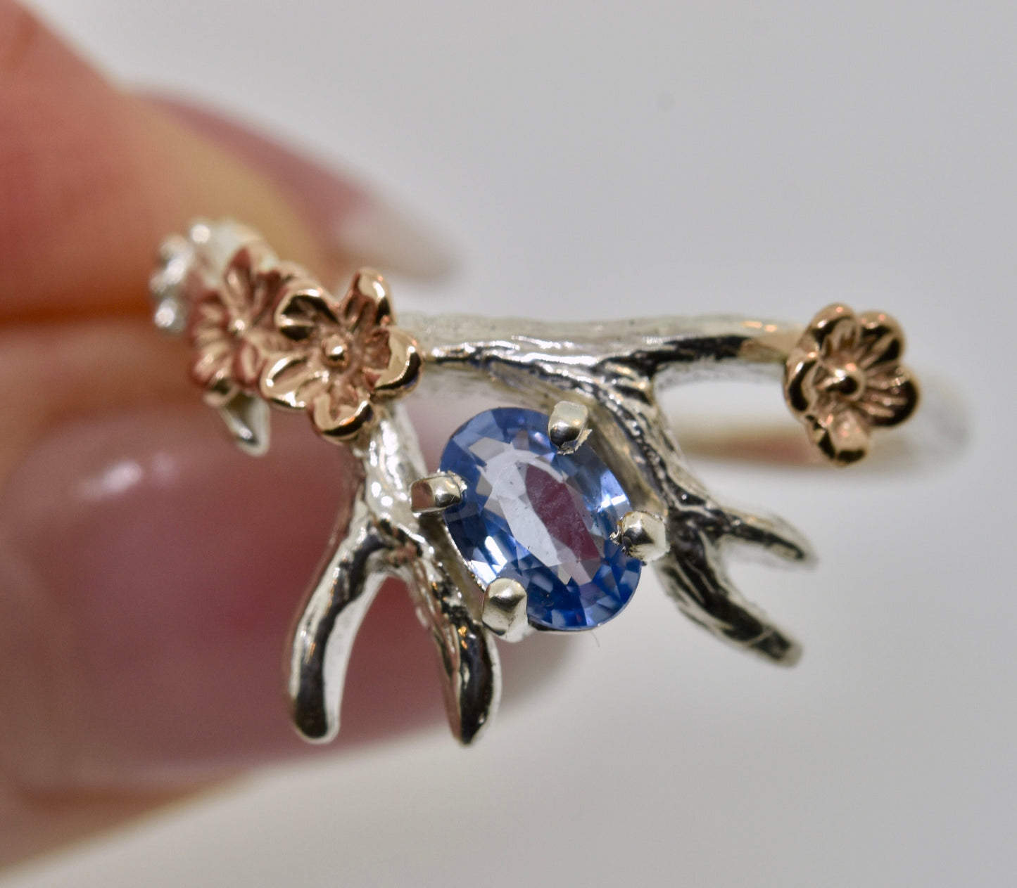 Antler ring natural sapphire