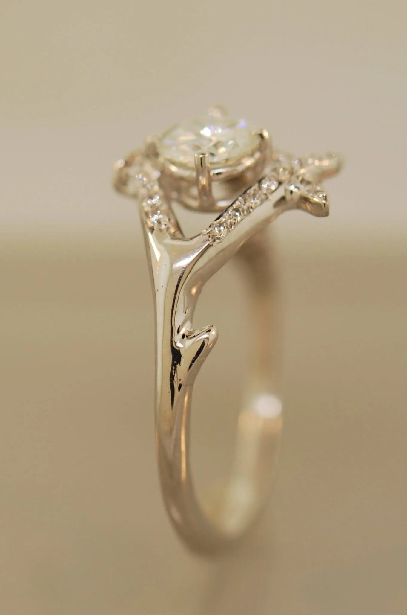 riss Cross Antler Ring with Lab Grown Diamonds Original Design · Handcrafted in the USA