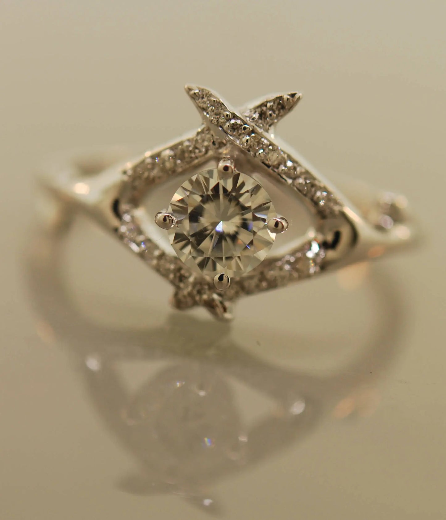 riss Cross Antler Ring with Lab Grown Diamonds Original Design · Handcrafted in the USA