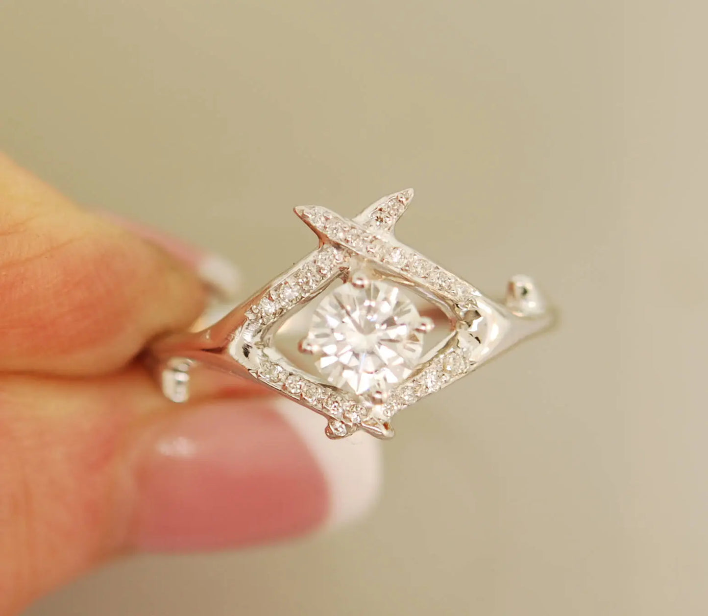riss Cross Antler Ring with Lab Grown Diamonds Original Design · Handcrafted in the USA